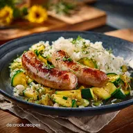 Bratwurstkl&ouml;&szlig;chen mit Zucchini und Reis Schnelles Familienrezept in 45 Min.