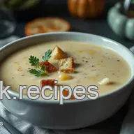 Cremige Blumenkohlsuppe mit Muskatnuss und knusprigen Croutons