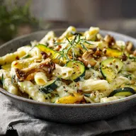 Cremige Pasta mit Zucchini und Pfifferlingen: Goldene Herbstk&uuml;che