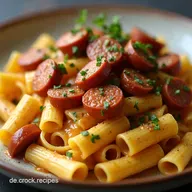 Cremige WurstRigatoni Schnelles Soulfood f&uuml;r kalte Tage