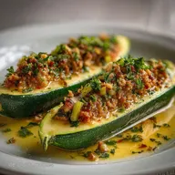 Gef&uuml;llte Zucchini Hackfleisch Ofen-Fertig