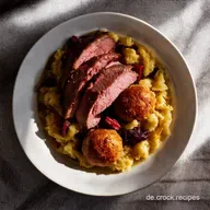 Sonntagsessen wie bei Oma Schweinebraten mit Kn&ouml;del Rotkohl