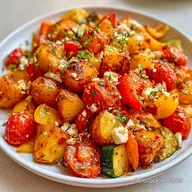 Kartoffelgem&uuml;sepfanne mit Feta Zucchini und Paprika