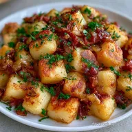 Gusseisenpfannen Bratkartoffeln mit ger&auml;uchertem Speck