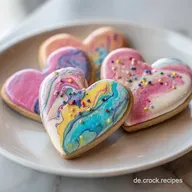 Marmorierte Herzkekse mit Royal Icing | F&uuml;r 24 Portionen
