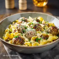 FeierabendHit Pasta mit Rahmso&szlig;e und Hackb&auml;llchen In 50 Min auf dem Tisch