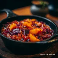 Mein schnelles One Pot Rotkohl Gericht Z&uuml;nftige Pfanne mit Kartoffeln Speck