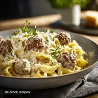 Pasta mit Rahmso&szlig;e und Hackb&auml;llchen Saftig cremig fertig in 50 Min