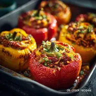 Vegan gef&uuml;llte Paprika: Herzhaftes Comfort Food aus dem Backofen