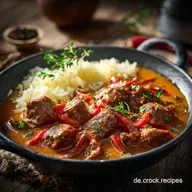 W&uuml;rstchengulasch mit Paprikareis Der DDR Klassiker schnell gemacht