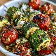 Zucchini Tomaten Spie&szlig;e mit Feta