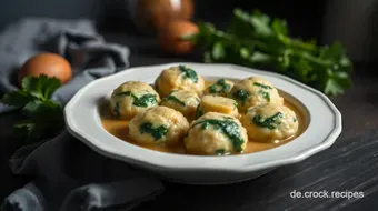 Köstliche Spinatknödel mit aromatischer Butter-Salbei-Sauce recipe card