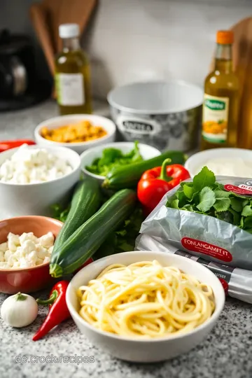 Bunte Gemüse-Lasagne mit Ricotta und Spinat ingredients