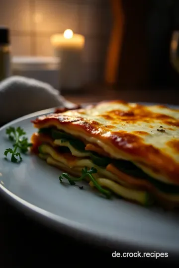 Bunte Gemüse-Lasagne mit Ricotta und Spinat presentation