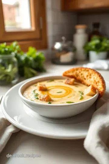 Cremige Blumenkohlsuppe mit Muskatnuss und Croutons steps