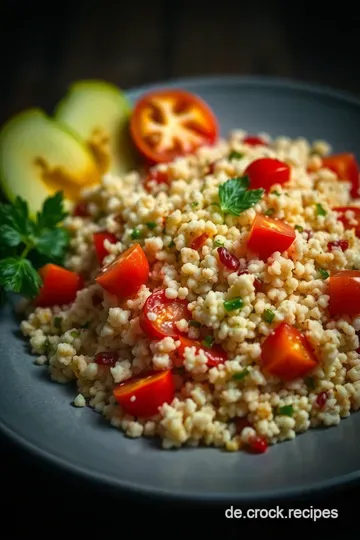 Erfrischender Couscous-Salat mit Gemüse und Zitronen-Vinaigrette presentation