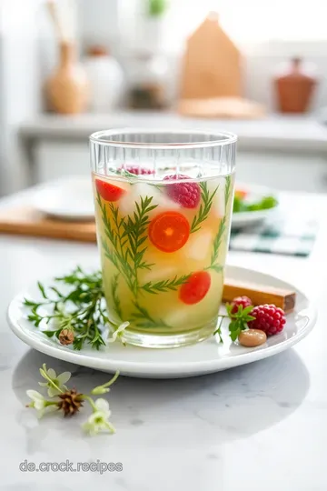 Hausgemachter Kräuterschnaps im dekorativen Schnapsglas steps