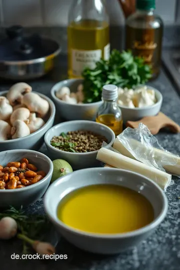 Herzhafte Pilzpfanne mit Kräutern und Knoblauch ingredients