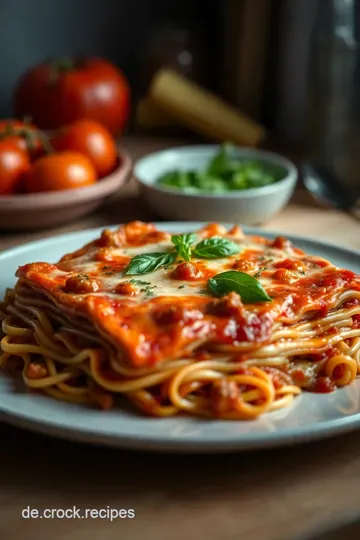 Klassische Italienische Lasagne mit Bolognese und Bechamel presentation