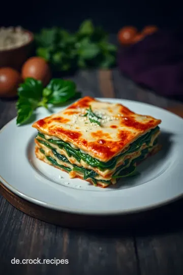 Köstliche Spinatlasagne mit Ricotta und Mozzarella presentation