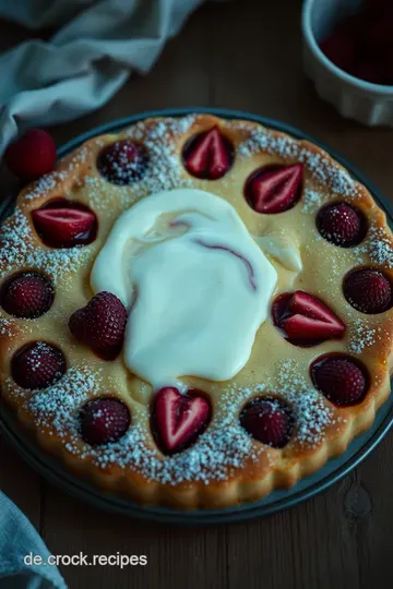 Pfannkuchen mit Himbeerfüllung und Vanillesauce presentation