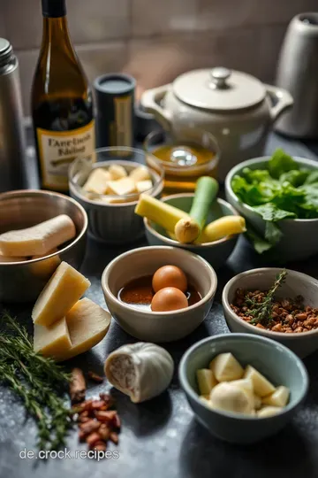 Schmackhaftes Beilagen Fondue mit aromatischer Brühe ingredients