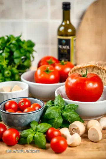 Zauberhafte Bruschetta mit Tomaten und Basilikum ingredients