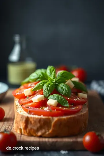Zauberhafte Bruschetta mit Tomaten und Basilikum presentation