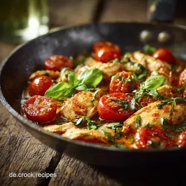 Asia H&auml;hnchenpfanne mit Tomaten und Basilikum Schnell einfach Rezeptkarte