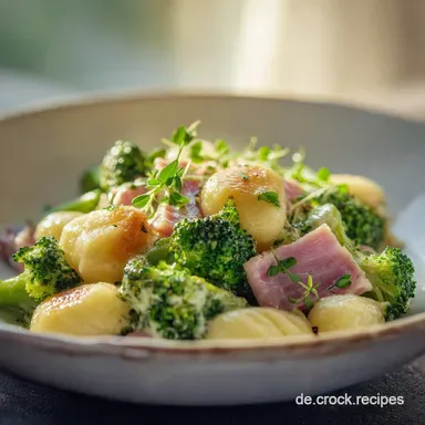 Brokkoli Schinken Gnocchi: Cremiger Auflauf Rezeptkarte