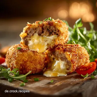 Cheeseburger Kroketten Knusprige FingerfoodSensation mit K&auml;sef&uuml;llung Rezeptkarte