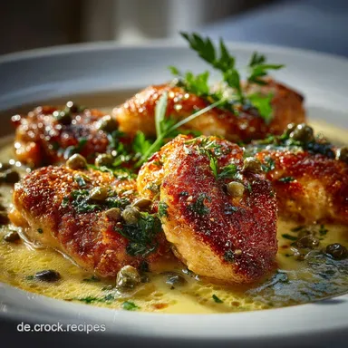 H&auml;hnchen Piccata Rezept einfach Cremige ZitronenKapernSo&szlig;e in 45 Min Rezeptkarte