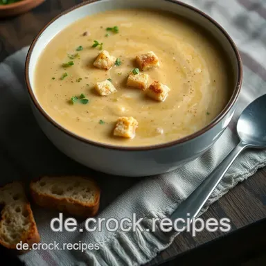 Cremige Blumenkohlsuppe mit Muskatnuss und knusprigen Croutons Rezeptkarte