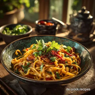 Chinesische Nudeln mit Erdnusssauce Blitzrezept f&uuml;r den Feierabend Rezeptkarte