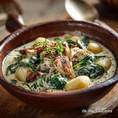 Cremige Gnocchisuppe: Herzhaftes Soulfood mit H&auml;hnchen Spinat Rezeptkarte