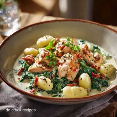 Cremige Gnocchisuppe: Herzhaftes Soulfood mit H&auml;hnchen Spinat
