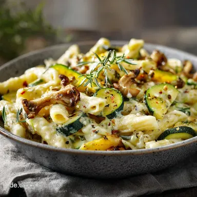 Cremige Pasta mit Zucchini und Pfifferlingen: Goldene Herbstk&uuml;che