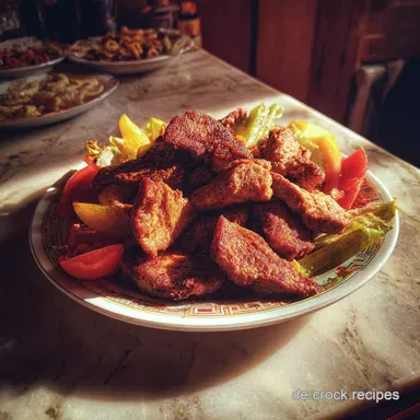 D&ouml;ner Teller mit Pommes f&uuml;r 2 Portionen Rezeptkarte