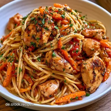 Gebratene Asia Nudeln f&uuml;r 4 Personen Rezeptkarte