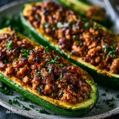 Gef&uuml;llte Zucchini mit Hackfleisch Rezeptkarte
