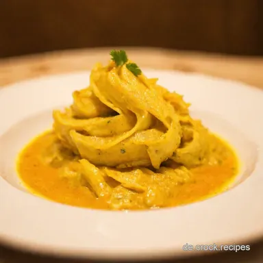 H&auml;hnchengeschnetzeltes mit CurrySahneSo&szlig;e Omas Geheimrezept Rezeptkarte