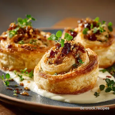 SchinkenK&auml;seCruffins: Feines, knuspriges Herzhaftes Bl&auml;tterteig Geb&auml;ck Rezeptkarte