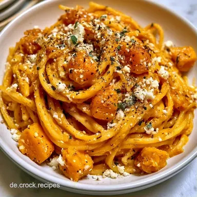 High Protein One Pot K&uuml;rbis Pasta in 20 Min Rezeptkarte