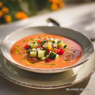 Kalte Suppe mit Tomaten und Gurken nach andalusischer Art Gazpacho: Samtig Cremig Rezeptkarte