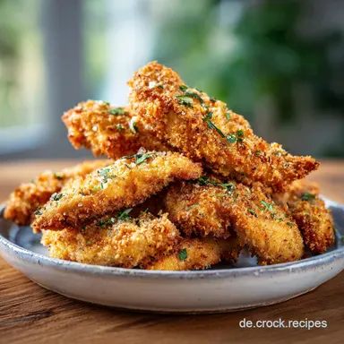 Gesunde & Knusprige Air Fryer H&auml;hnchenstreifen f&uuml;r 4 Rezeptkarte