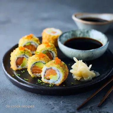 Tempura Rolls Rezept: Knusper-Sushi mit Lachs Avocado Rezeptkarte