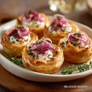 Mini Laugenkonfekt Rezept mit Zwiebel Dip f&uuml;r 10 Portionen