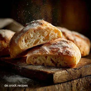 Bestes Ciabatta Br&ouml;tchen Rezept Rustikal luftig dank kalter G&auml;rung Rezeptkarte