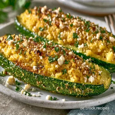 Mit Couscous gef&uuml;llte Zucchini in 40 Min Rezeptkarte