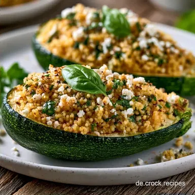 Mit Couscous gef&uuml;llte Zucchini in 40 Min
